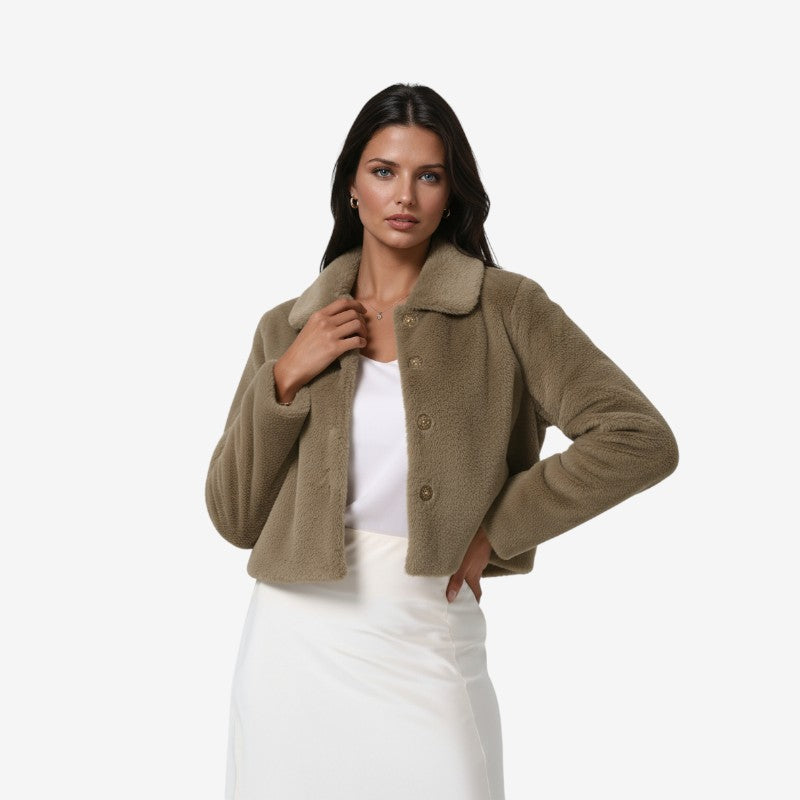 Manteau Femme Élégant à Col Boutonné