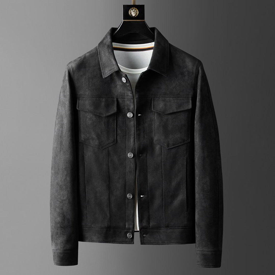 Veste Cuir Homme Élégante - Col Tailleur & Style Détendu