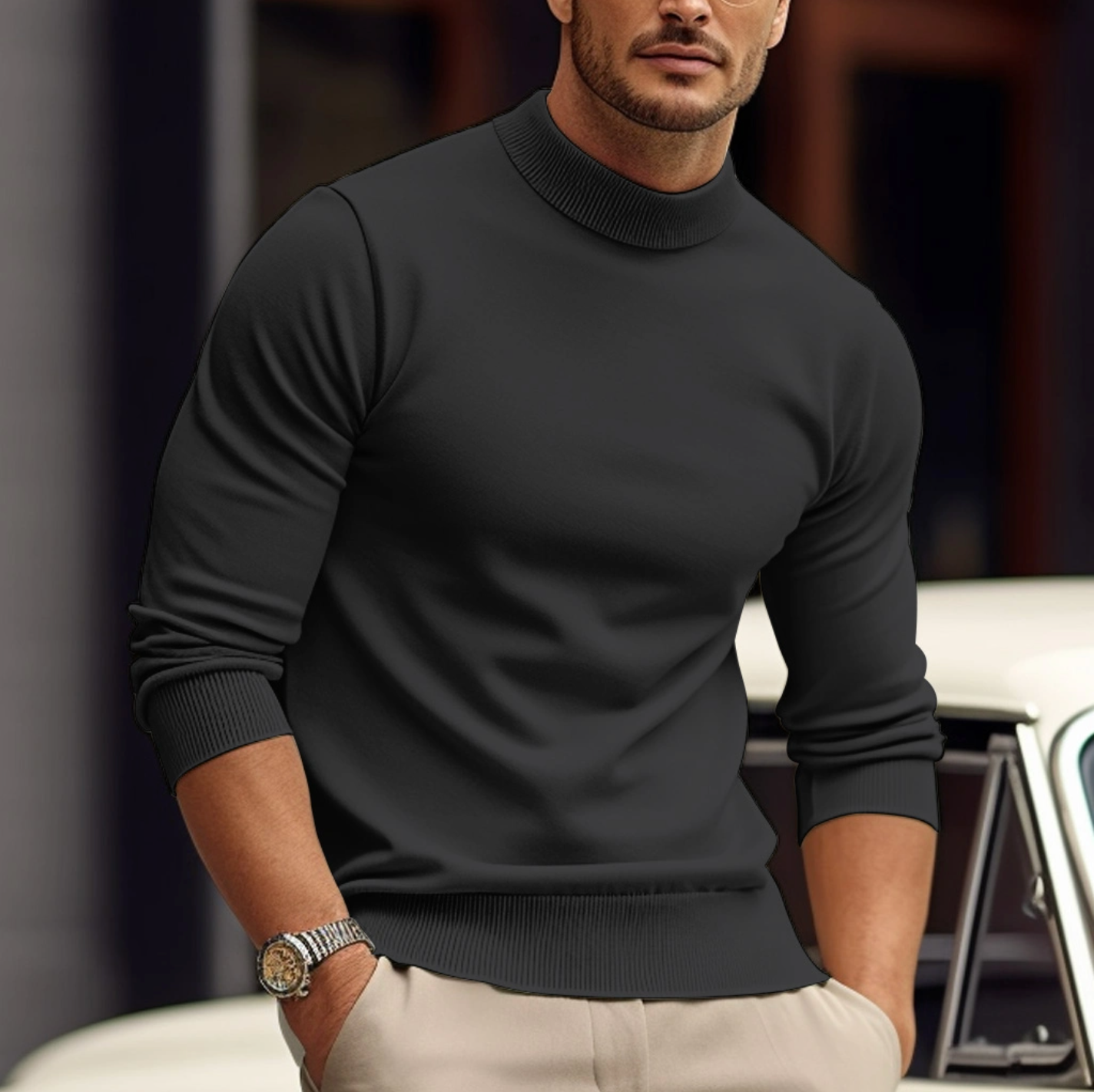 Pull Homme Col Roulé Chic en Maille Douce Luxe