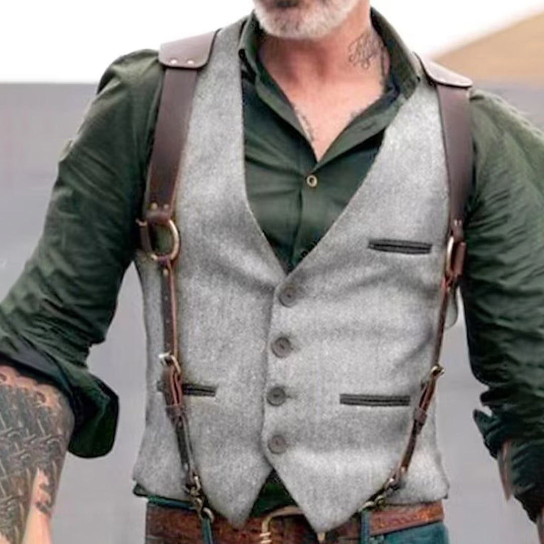 Gilet Tweed Brun Classique pour Homme