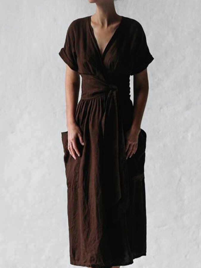 Robe Femme Lin Élégante Été Légère