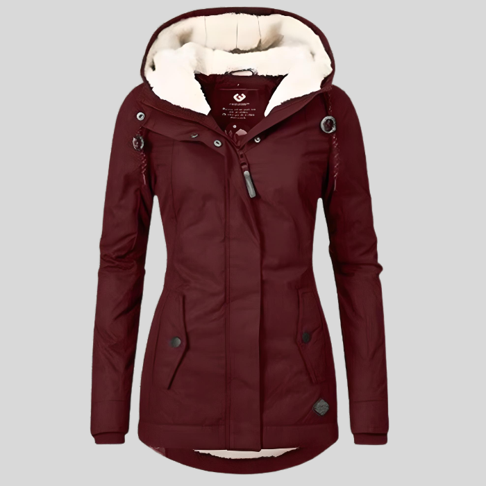 Parka Femme Hiver Élégant - Manteau Imperméable Doublé Fourrure Artificielle
