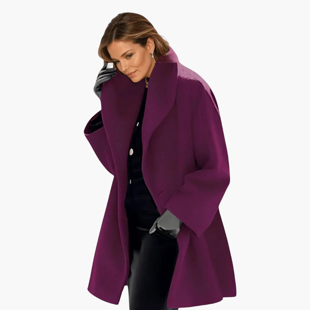Manteau femme élégant mi-long col dégagé