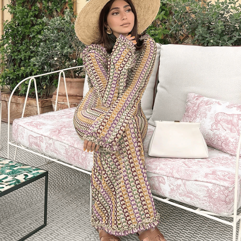 Robe de Plage Élégante en Dentelle - Robe Longue Femme avec Dos Décolleté