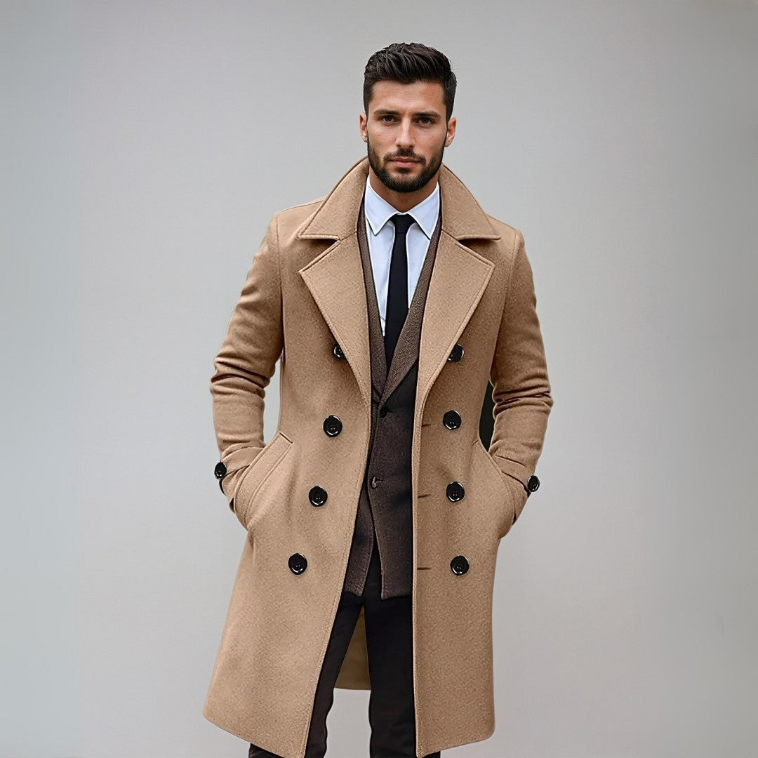 Manteau Homme Noir Chic Fermeture Double Hiver