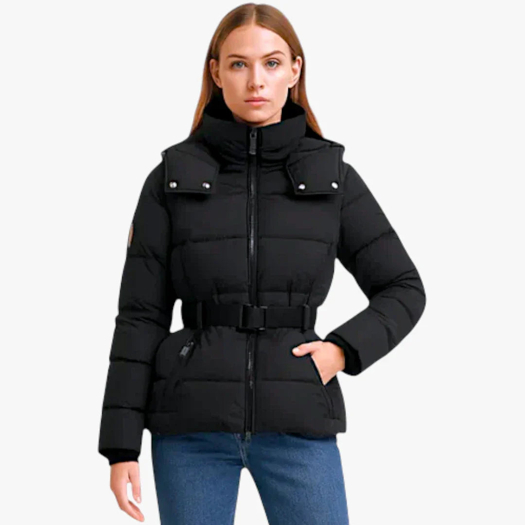 Veste doublée noire élégante pour femme cintrée - LuxeStyle