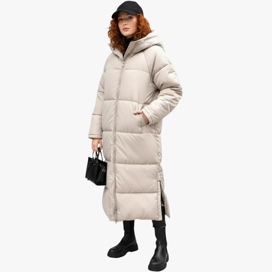 Manteau femme hivernal épais avec capuchon noir