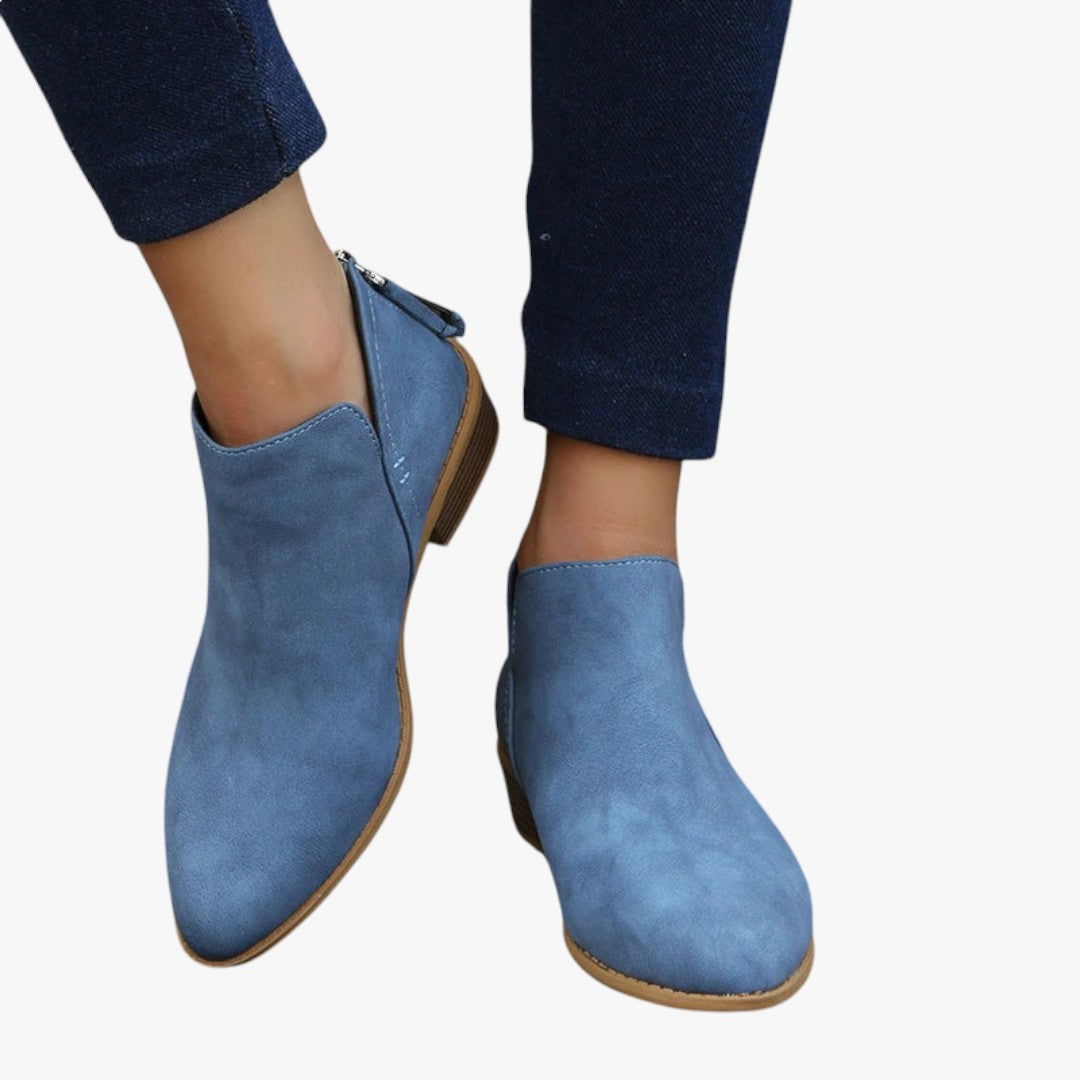 Bottines Femmes Noir Cuir Talon Plat