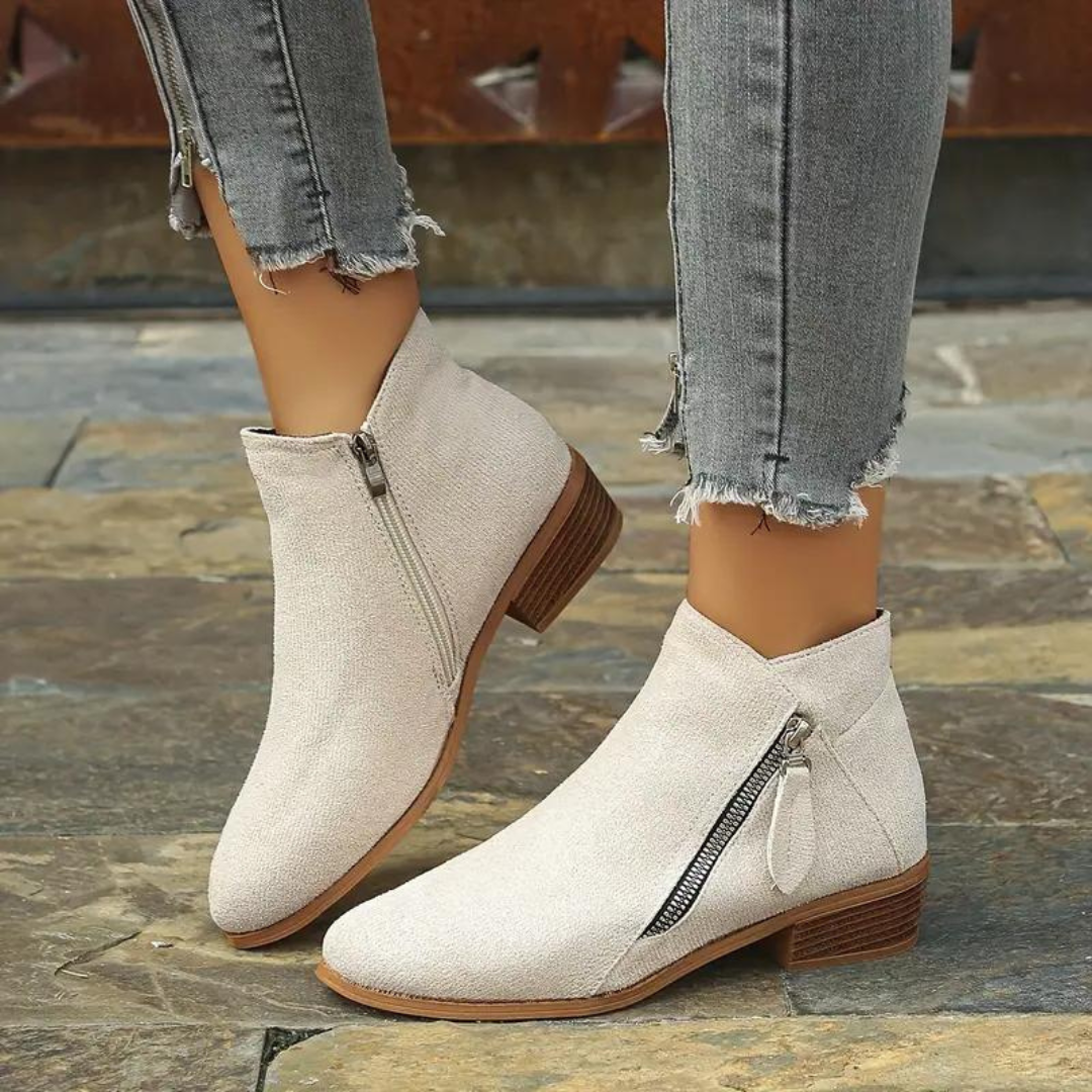 Bottes Femmes Élégantes - Chaussures Confortables en Cuir avec Semelle Grip