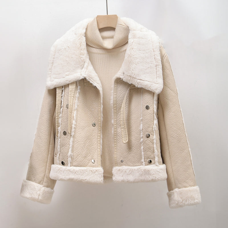 Veste Cuir Similicuir Élégante pour Femme Hiver
