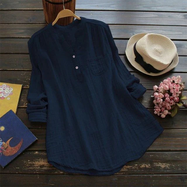 Chemise Féminine Col En V Décontractée