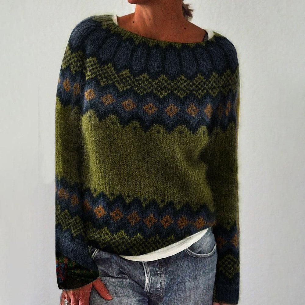 Pull Femme Chic Géométrique au Style Rétro Chic - LuxeStyle