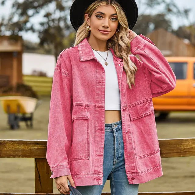 Veste Jean Élégante Manches Longues