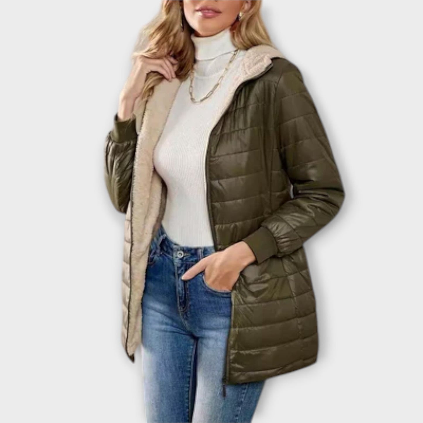 Veste Hiver Douillette Femme - Matelassée Élégante avec Doublure Polaire
