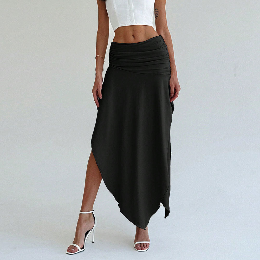 Jupe Femme Élégante Taille Basse, Ceinture Élastique & Ourlet Dégradé Chic - LuxeStyle