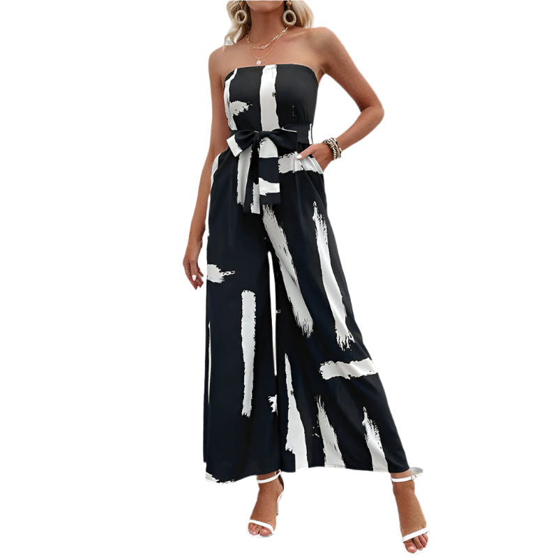 Combinaison décontractée femme sans bretelles large pantalon