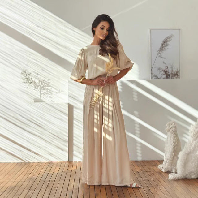 Tenue Décontractée Femme : Top Nœud Dos et Pantalon Comfy