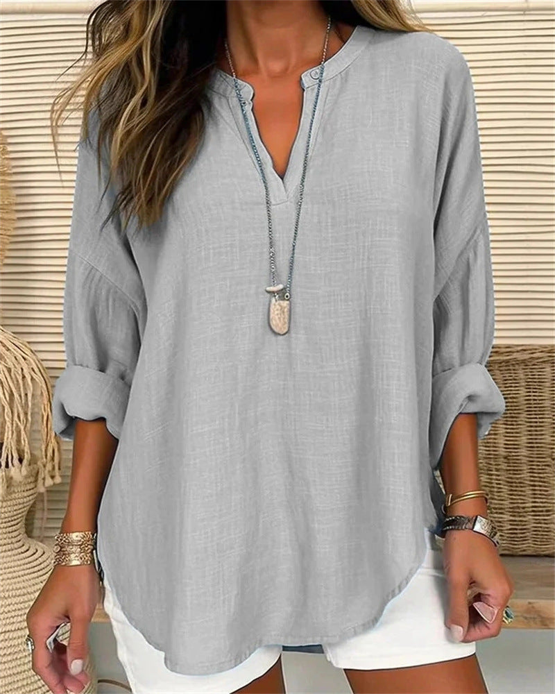 Blouse Féminine Manches Longues Élégante Neutre