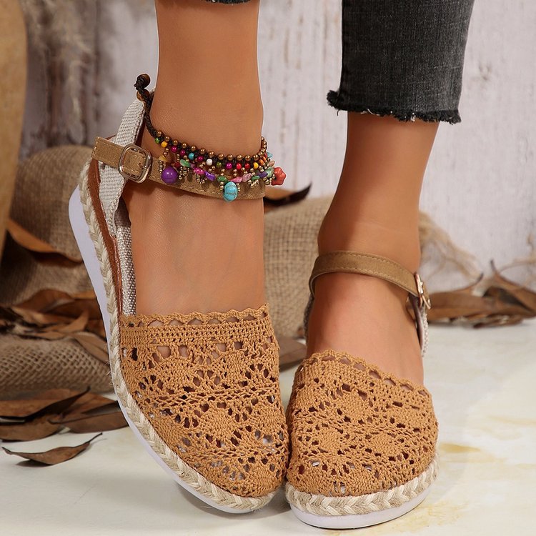 Sandales Espadrilles Femmes – Chaussures Été Chic avec Détails Brodés & Style Décontracté