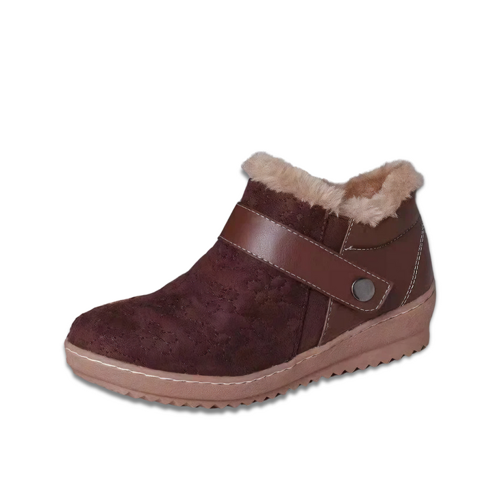 Bottes de cheville en cuir artificiel hiver chaudes