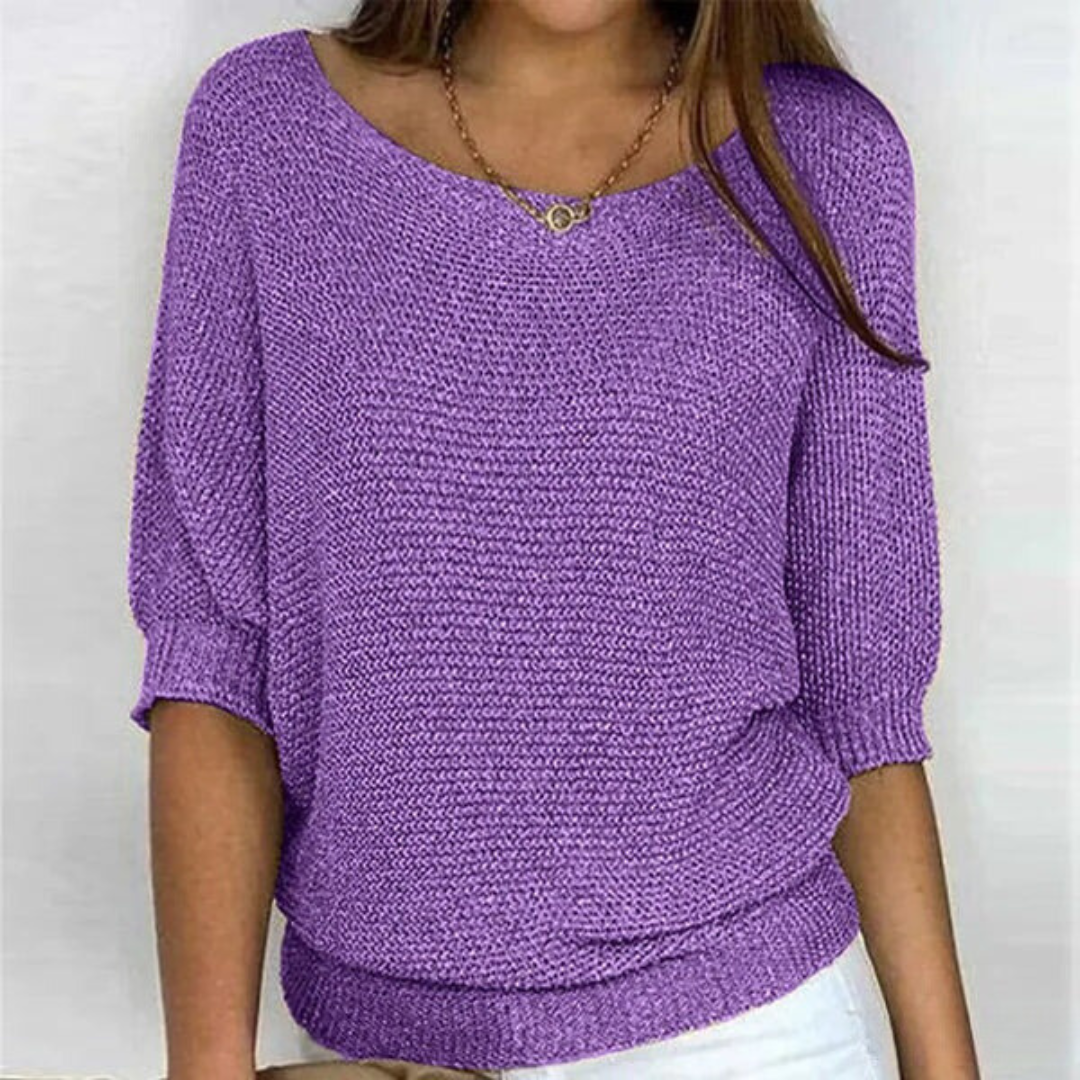 Pull femme vert olive manches courtes