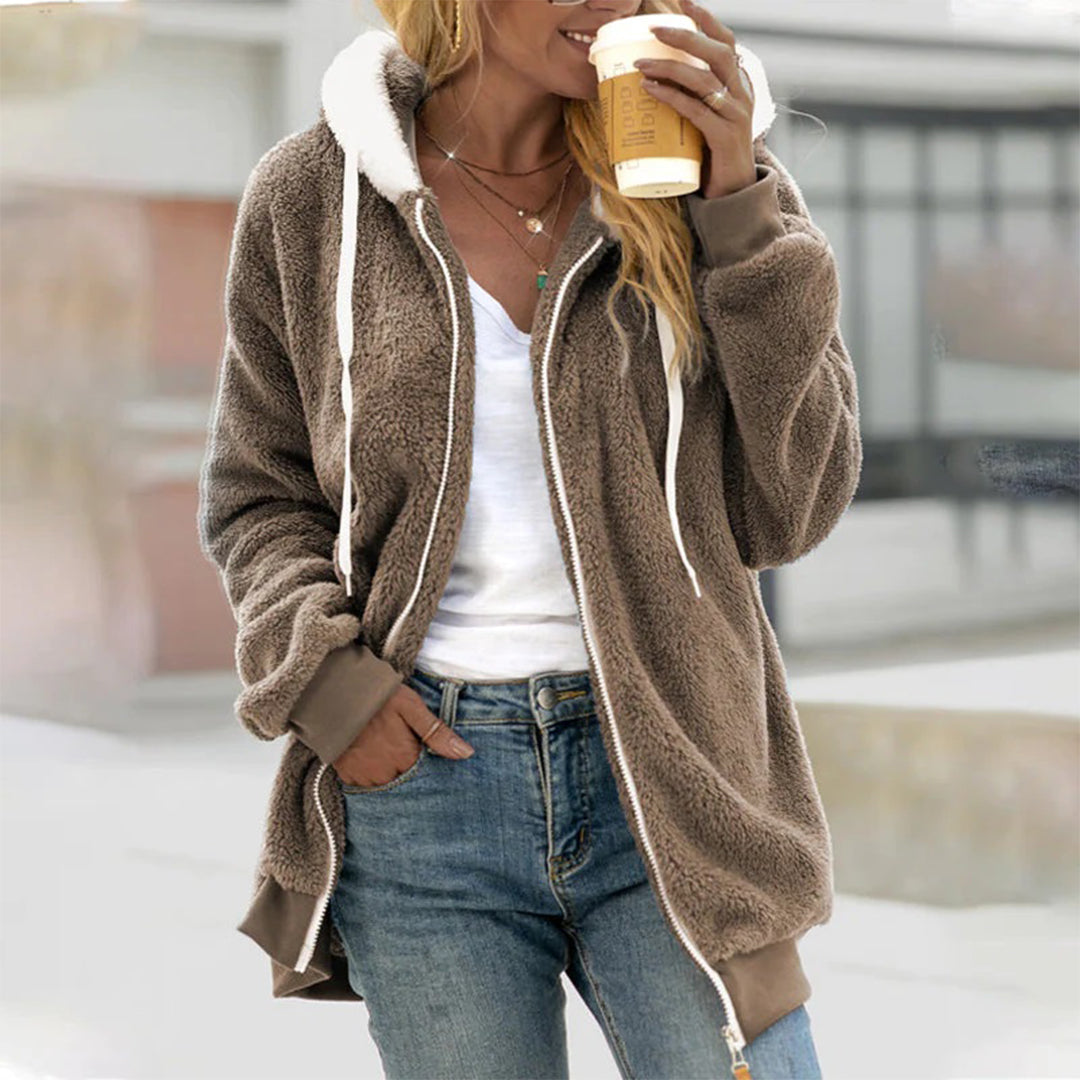 Sweat à Capuche Féminin Hiver – Hoodie Zippée Élégante et Confortable Ultra Douce