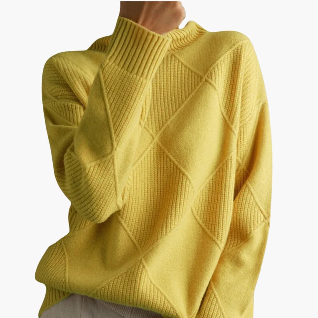 Pull Femme Col Roulé Rayures Géométriques