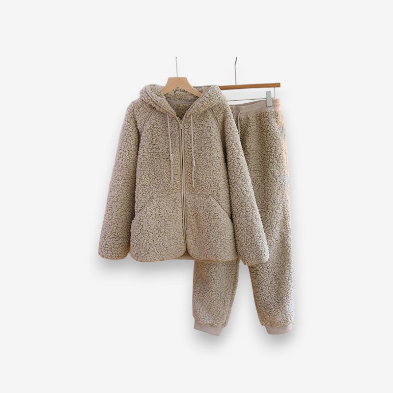 Veste et Pantalon Sport Ensemble Polaire à Capuche
