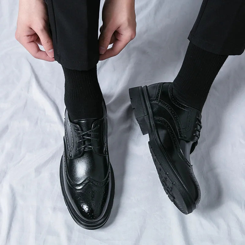 Chaussures De Mariage Élégantes Pour Homme En Cuir Noir
