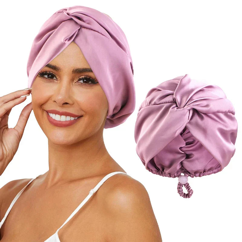 Bonnet de Nuit Doux en Soie Lavande Élastiqué