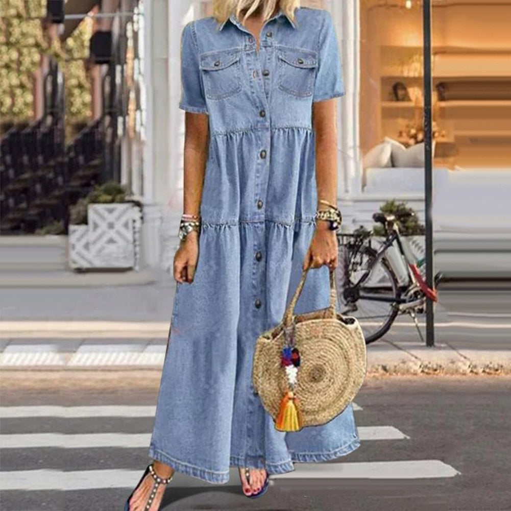 Robe Jean Femme Chic - Robe Denim Slim Élégante