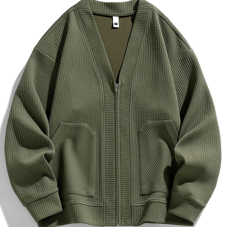 Cardigan Zippé Élégant Manches Longues