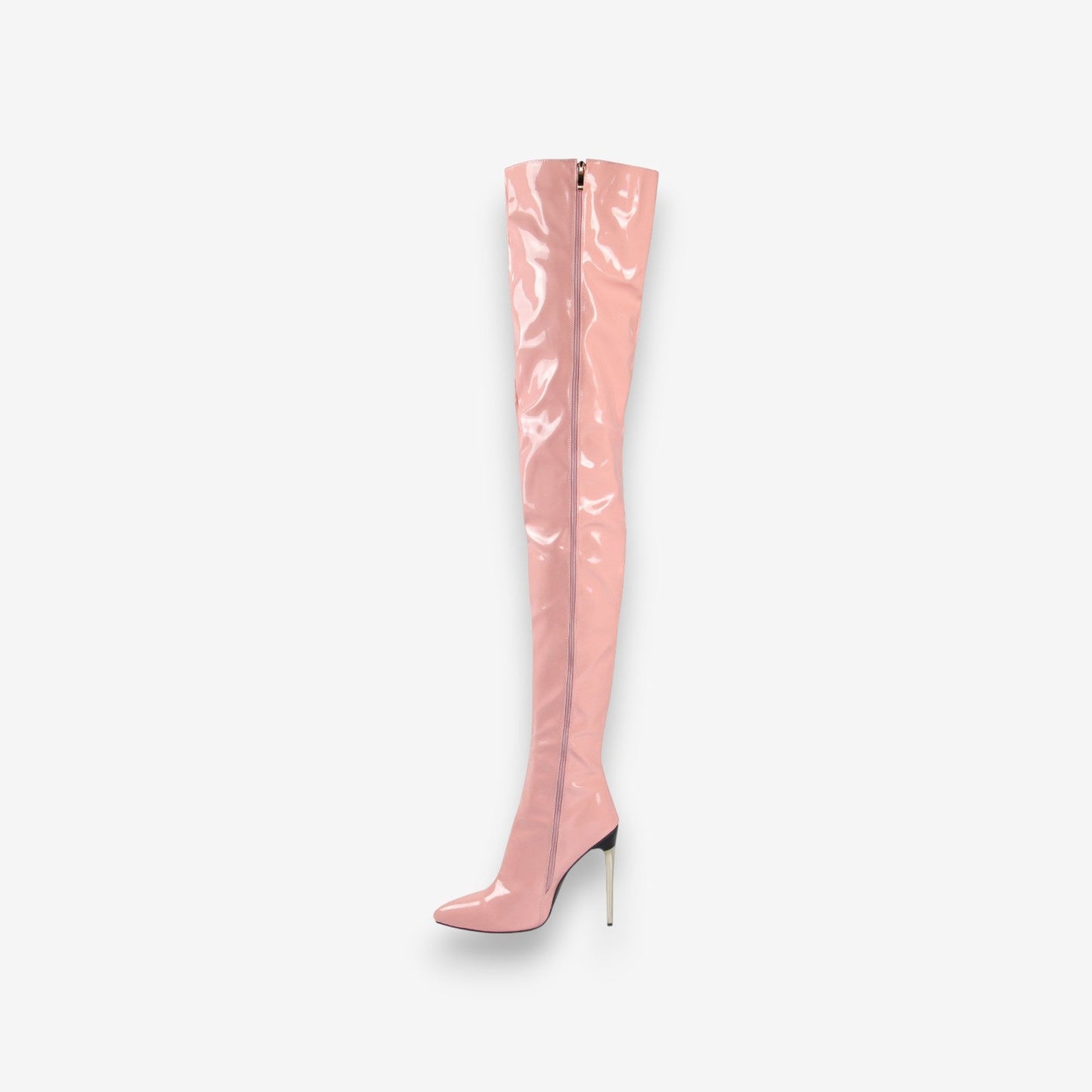 Bottes Élégantes Haut Talon Pointu avec Fermeture Éclair