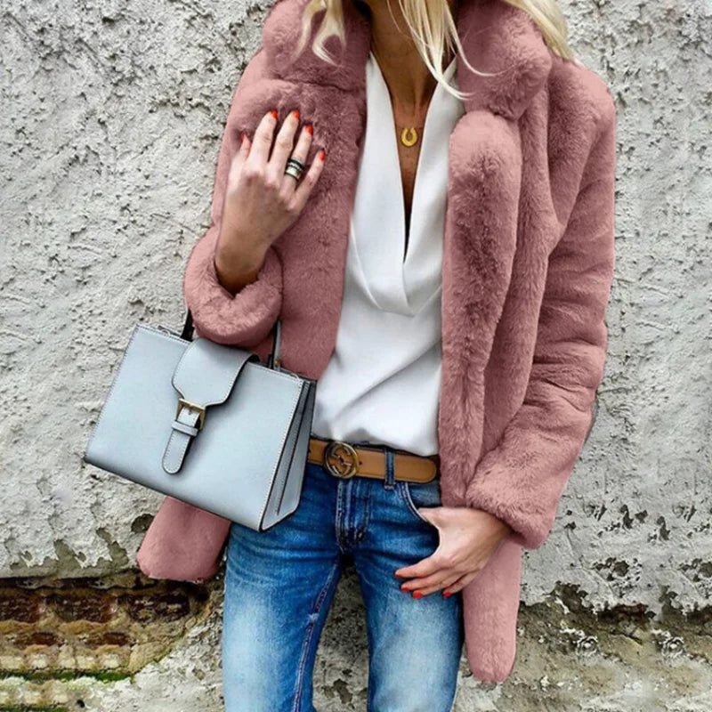 Manteau Femme Hiver Doux et Élégant Mi-Long