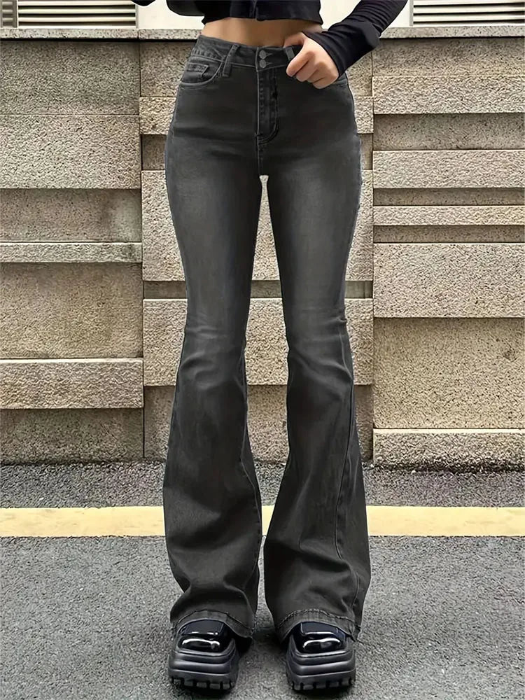 Jean Femme Droit Confort avec Poches Côtés