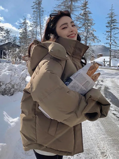 Veste Hivernale Douillette pour Femme avec Capuche et Fermeture Éclair