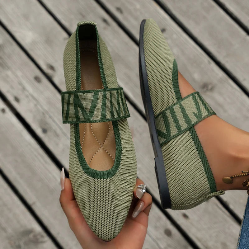 Chaussures plates noires élégantes femme géométrique