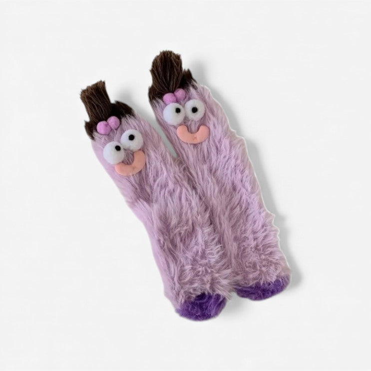 Seralya – Chaussettes colorées 3D avec doublure pelucheuse