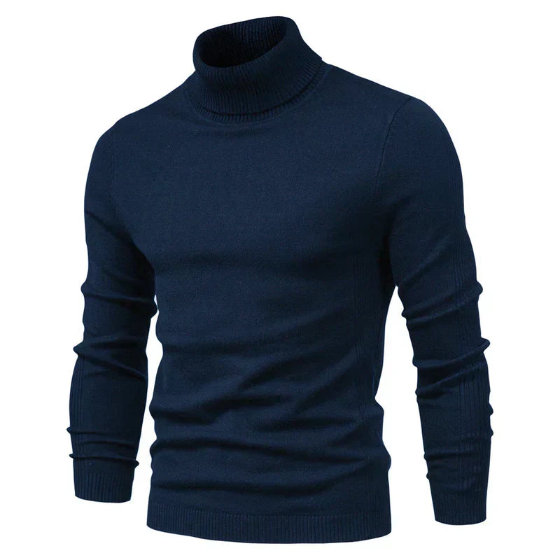 Pull Laine Douillet Col Roulé Brun pour Homme