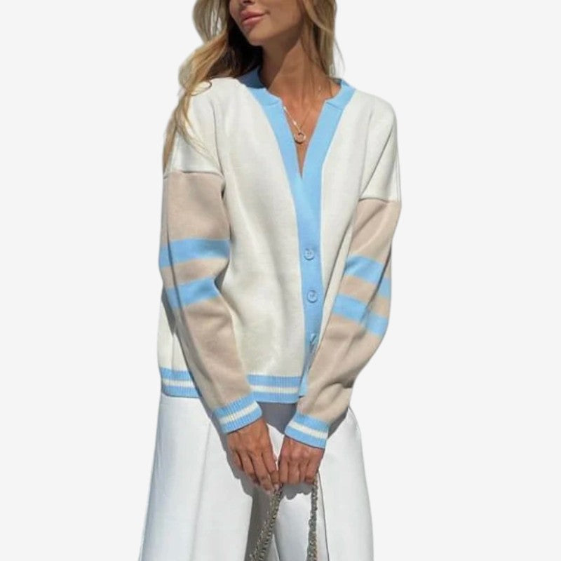 Cardigan rayé femme à manches longues en maille
