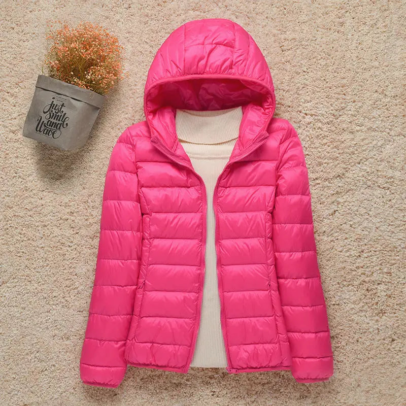 Veste Femme Printemps Élégante - Doudoune Légère avec Capuche & Taille Affinée