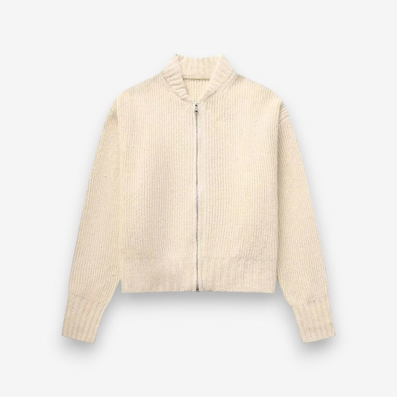 Veste Zippée Femme Col Rond Manches Longues