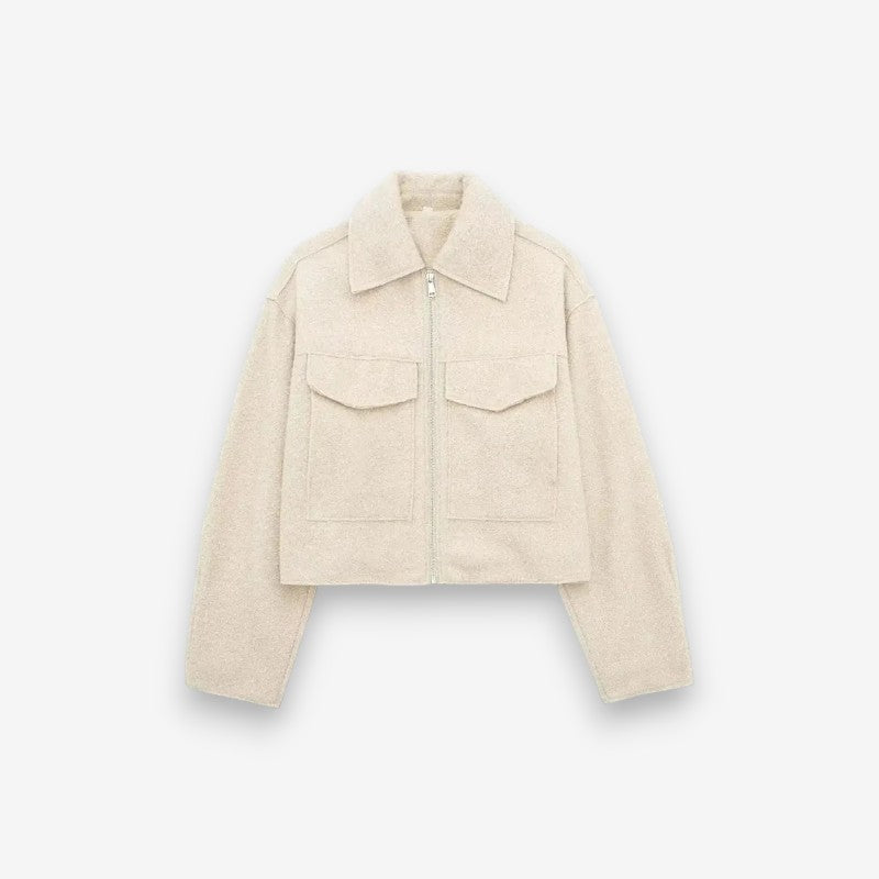 Veste zippée élégante à manches longues poche avant