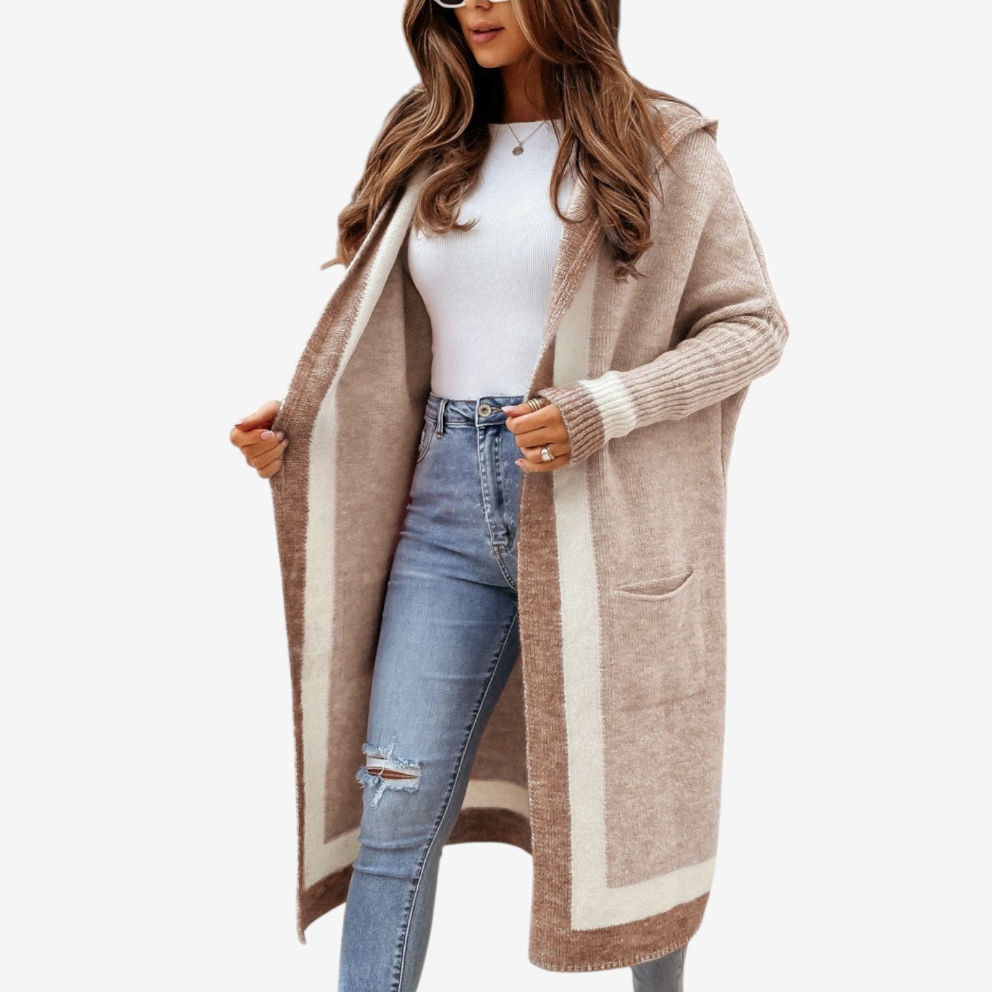 Cardigan Décontracté à Capuche avec Poches