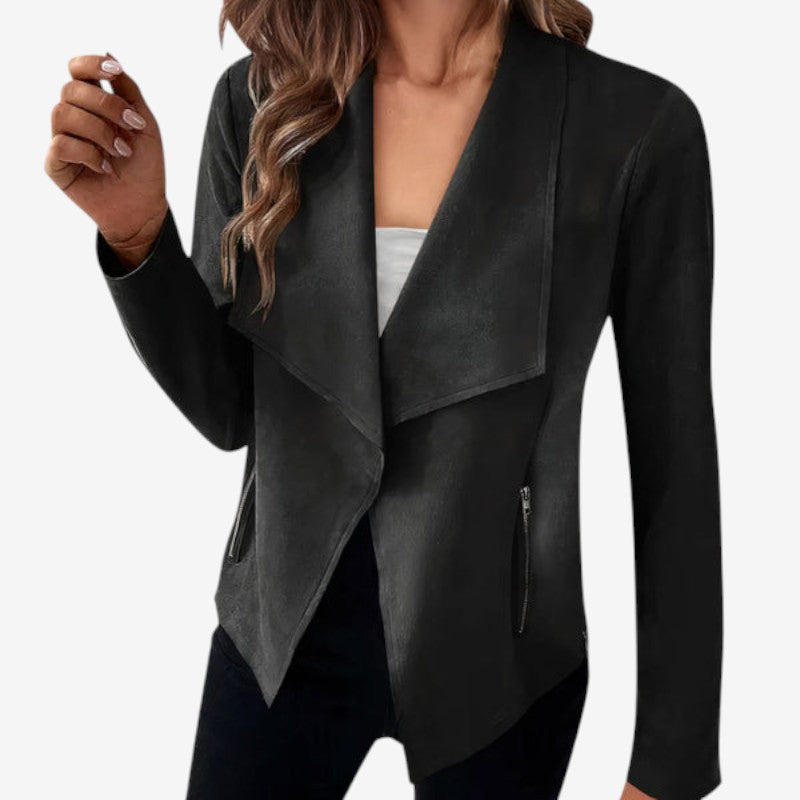 Blazer Élégant Manches Longues Poches Zippées