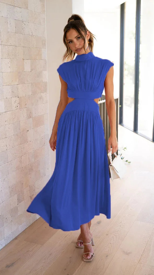 Robe longue femme décontractée plissée