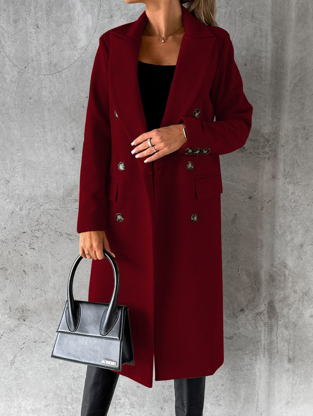 Manteau femme classique boutonné long