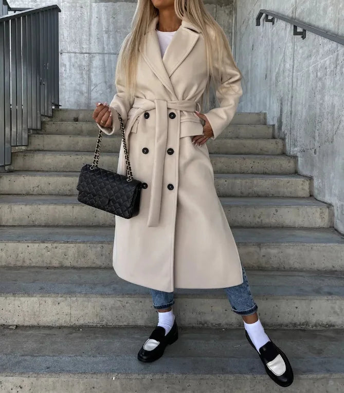 Manteau Femme Hivernal Élégant Ceinturé