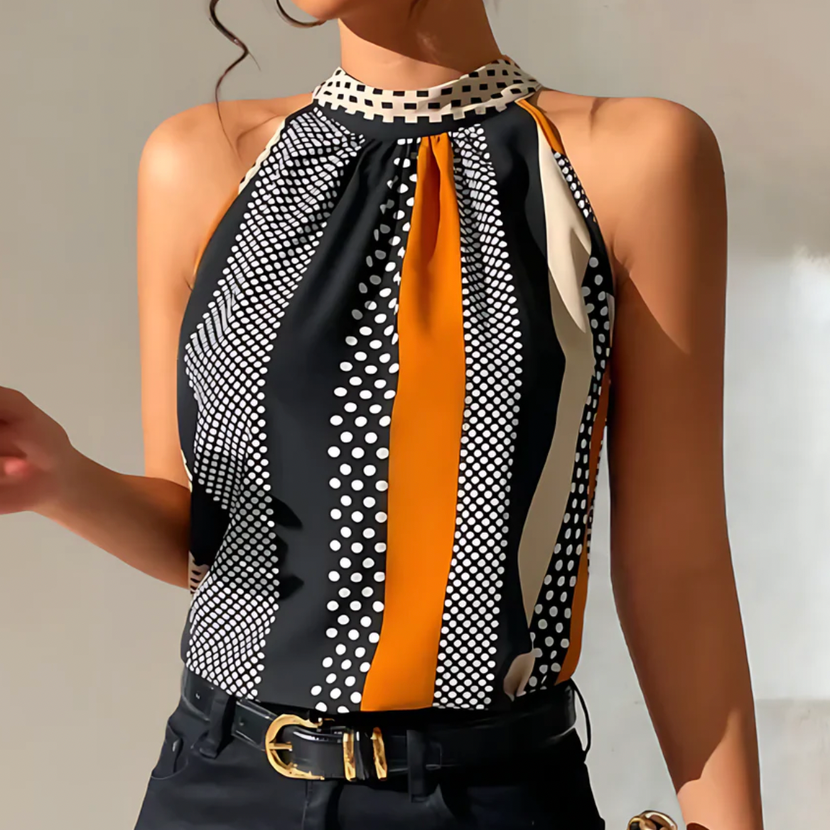 Débardeur Femme Col Haut Motif Coloré - LuxeStyle