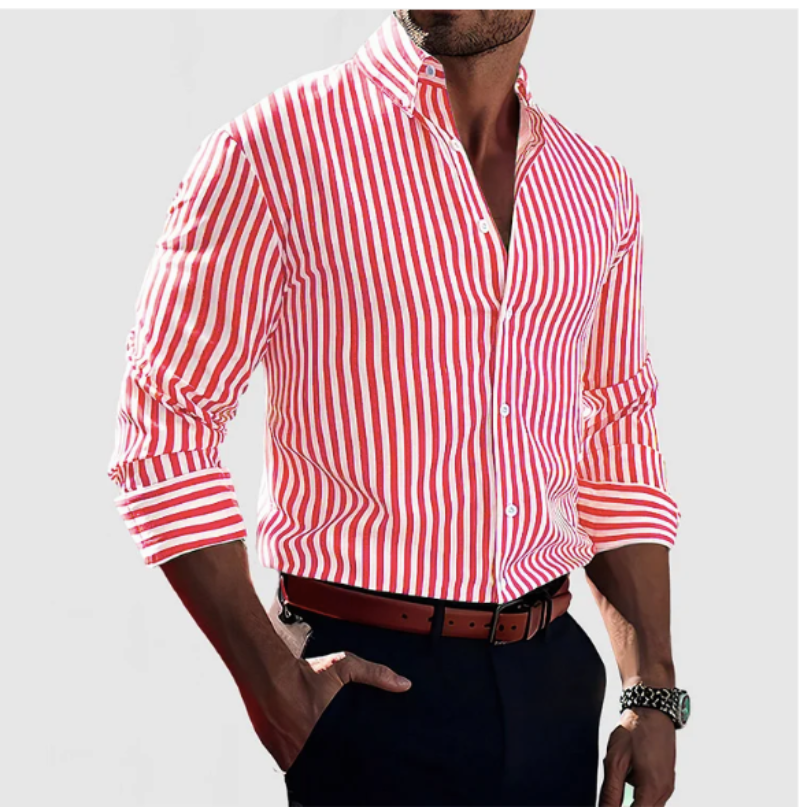 Chemise Homme Rayures Marines Manches Longues
